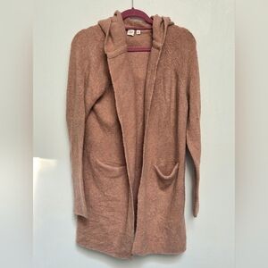 GAP Women's Longline Hooded Pocket Cardigan in Soft Tan Sz L Alpaca Blend Nwt
